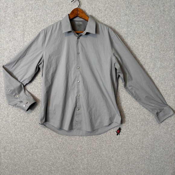 Calvin Klein Other - Calvin Klein Mens L Long‎ Sleeve Dress Shirt Gray Extreme Slim Fit Gray 16-16.5